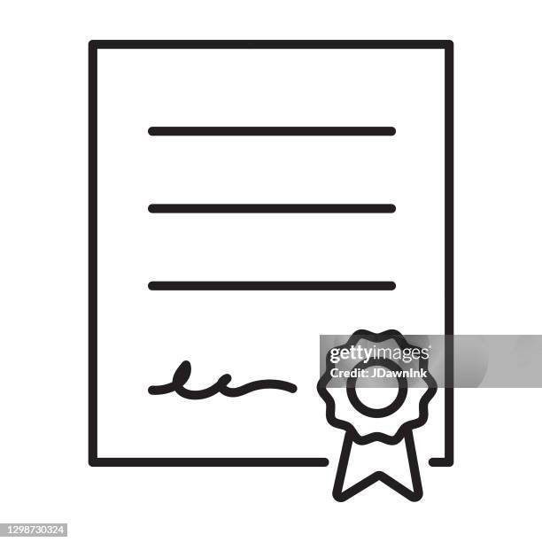 ilustrações de stock, clip art, desenhos animados e ícones de awards trophies and winning certificate themed thin line icon set - editable stroke - certification-icon