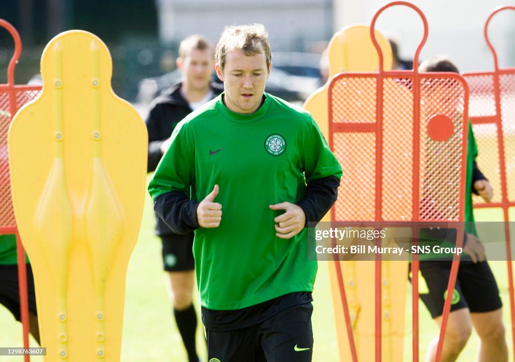 17/08/09.CELTIC TRAINING.LENNOXTOWN.Celtic ace Aiden McGeady gears up to face Arsenal   (Photo by Bill Murray\SNS Group via Getty Images)