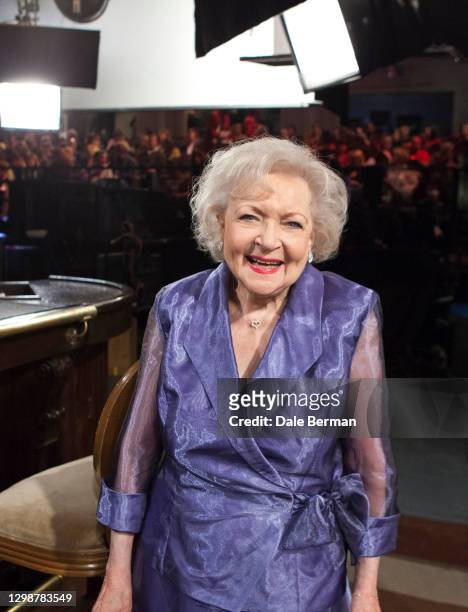 Actress Betty White poses for a portrait on the Hot in Cleveland set in Studio City, CA on .
