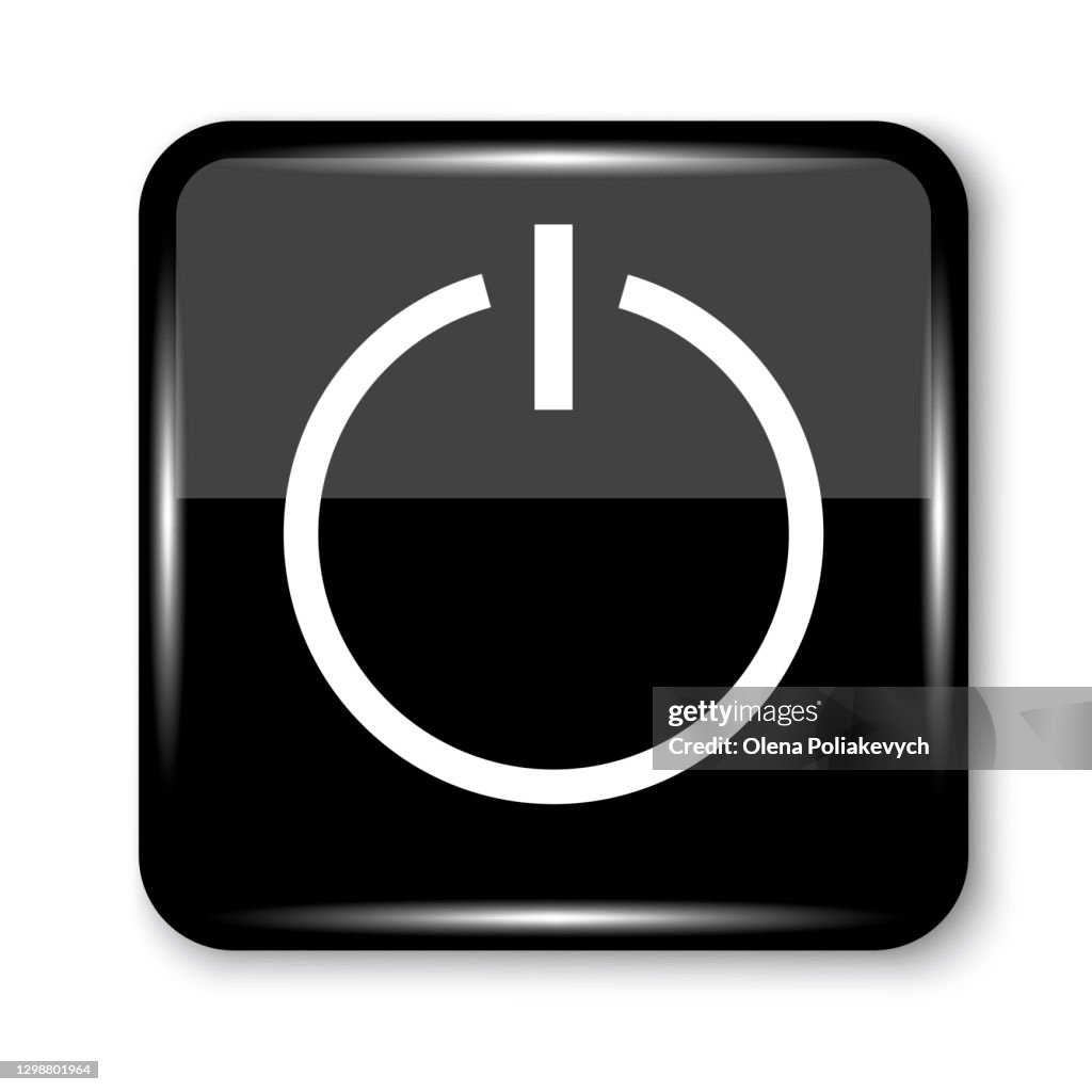 Rectangle Power Button Square Power Button Realistic Black Square Vector Illustration App ...
