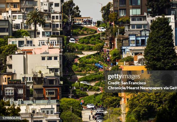 View of Lombard Street in San Francisco, California, on Sunday, April 14, 2019.