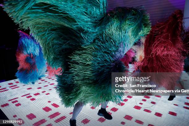 Dancers in Soundsuits by artist Nick Cave perform during the San Francisco Museum of Modern Art�s annual Art Bash, featuring their new Warhol...