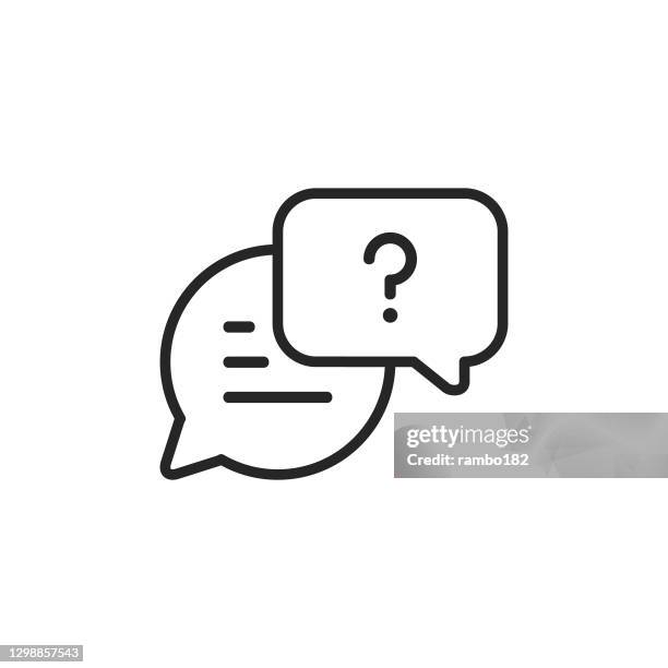 speech bubble, text messaging line vector icon. editable stroke. pixel perfect. for mobile and web. - asking icon stock illustrations