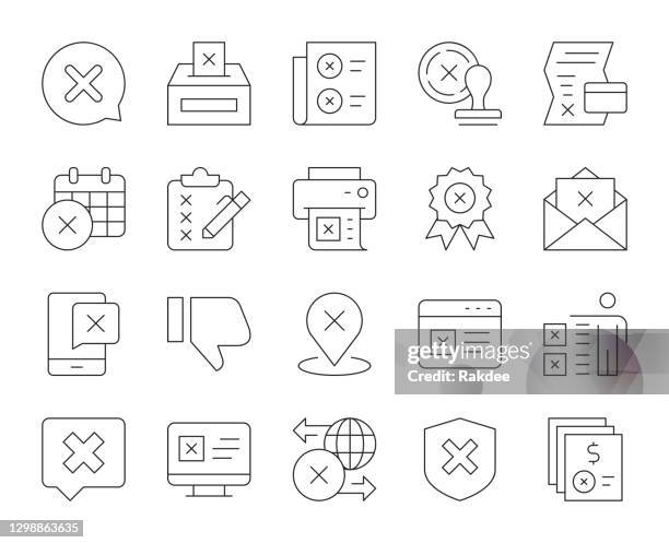 rejection - thin line icons - refusing stock illustrations