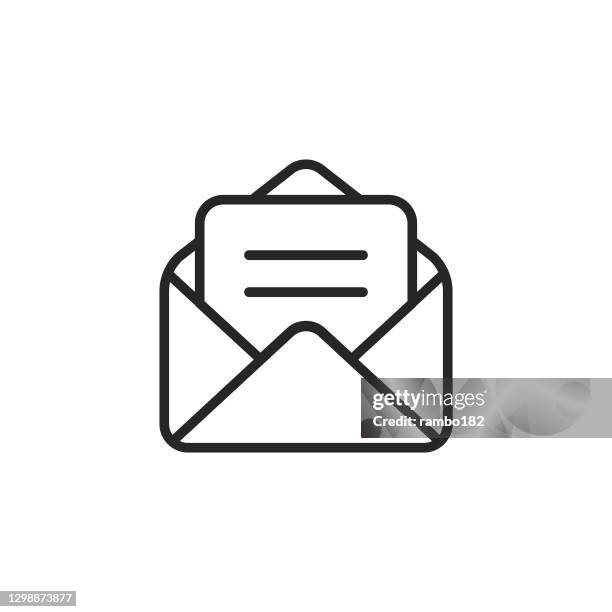 opened email, messaging line vector icon. editable stroke. pixel perfect. for mobile and web. - newsletter stock illustrations