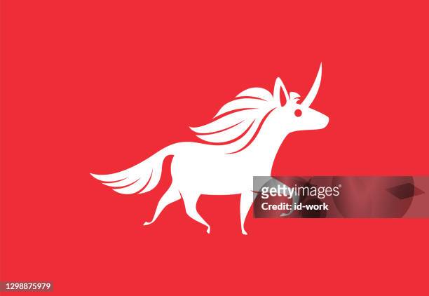 unicorn running symbol - unicorn horn stock illustrations