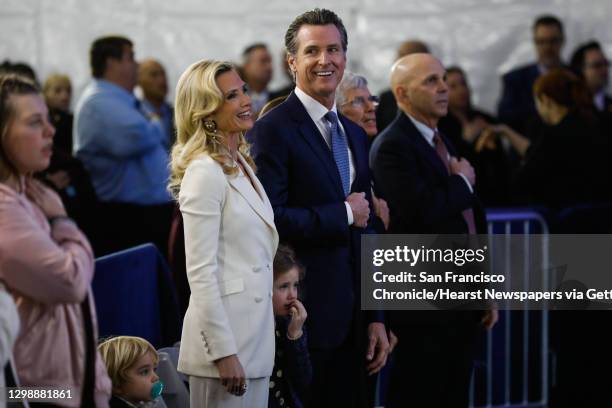 Governor-elect Gavin Newsom and wife Jennifer Siebel Newsom during his inauguration ceremony in Sacramento, California, on Monday, January 7th, 2019.