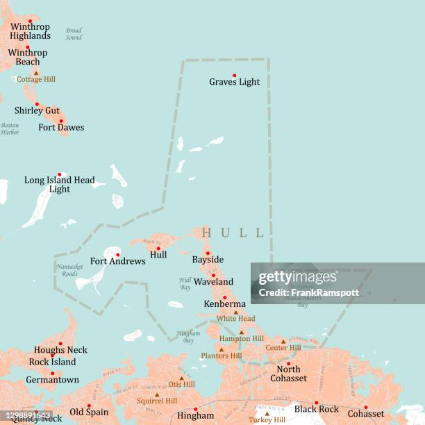 ma plymouth hull vector road map - boston harbour stock illustrations