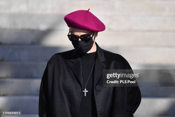 Princess Charlene of Monaco attends the Sainte Devote Ceremony on January 27, 2021 in Monaco, Monaco. Sainte Devote is the patron saint of The...