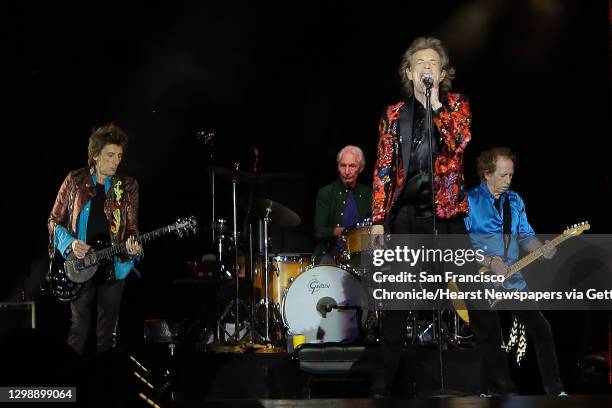 The Rolling Stones, including Mick Jagger, Keith Richards, Ronnie Wood and Charlie Watts, perform in Seattle at CenturyLink Field on their No Filter...