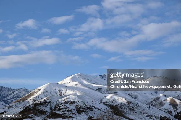 Snow covered mountains above the Methow Valley.