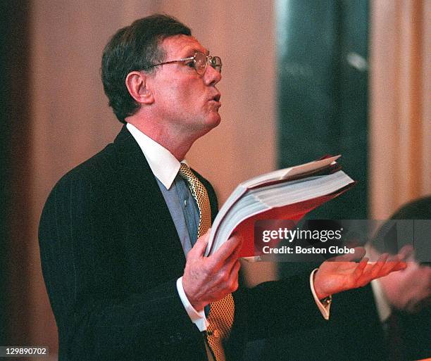 Attorney Richard J. Hayes before Justice John Greaney at the Supreme Judicial Court. Hayes represents Christy Mihos, whom Governor Jane Swift is...