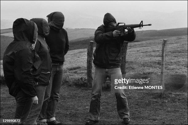 Military training of ETA members train on December 19, 1978 in Basque Country, in Spain .