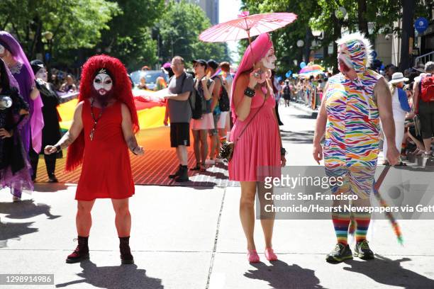 The Sisters of Perpetual Indulgence walk in the Seattle Pride Parade, Sunday, June 25, 2017.
