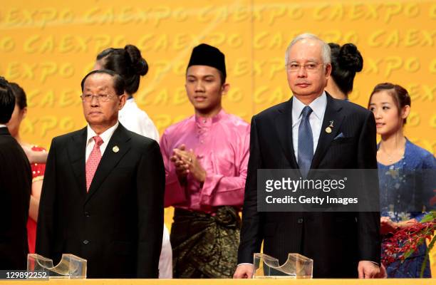 Myanmar Vice President U Tin Aung Myint Oo and Malaysian Prime Minister Najib Razak during opening ceremony of the 8th China-ASEAN Expo at Nanning...