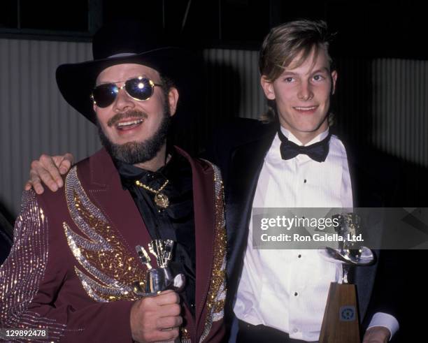 Hank Williams Jr. And son Hank Williams III attend 24th Annual Academy of Country Music Awards on April 10, 1989 at Disney Studios in Burbank,...