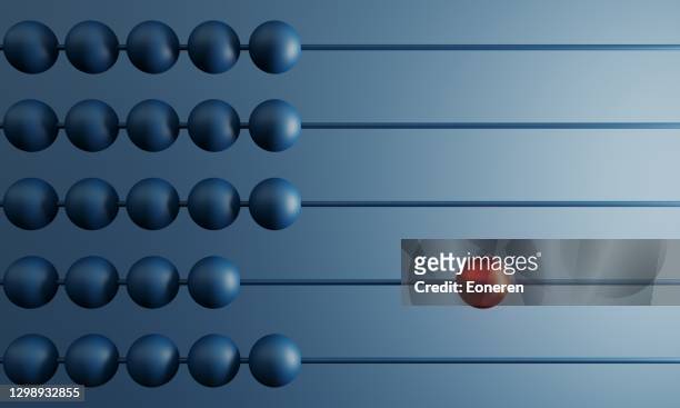roter ball auf abacus - finanzwirtschaft und industrie stock-fotos und bilder