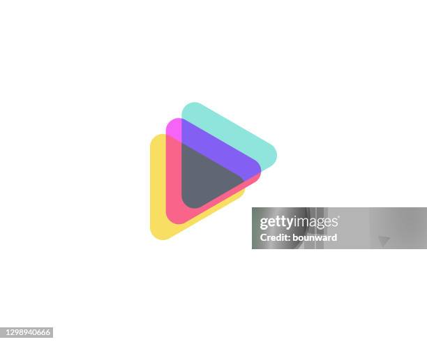 play 3d stereoscopic glitch icon - 3 d button stock illustrations