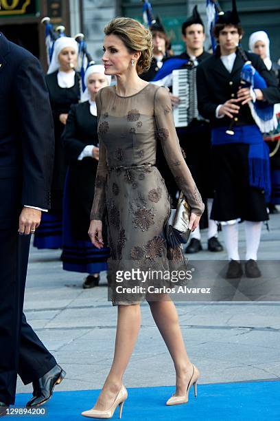 Princess Letizia of Spain attends "Principe de Asturias" awards 2011 ceremony at the Campoamor Theatre on October 21, 2011 in Oviedo, Spain.