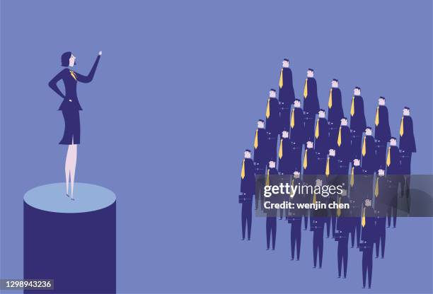 female manager speaking to the team - office admin vector stock illustrations