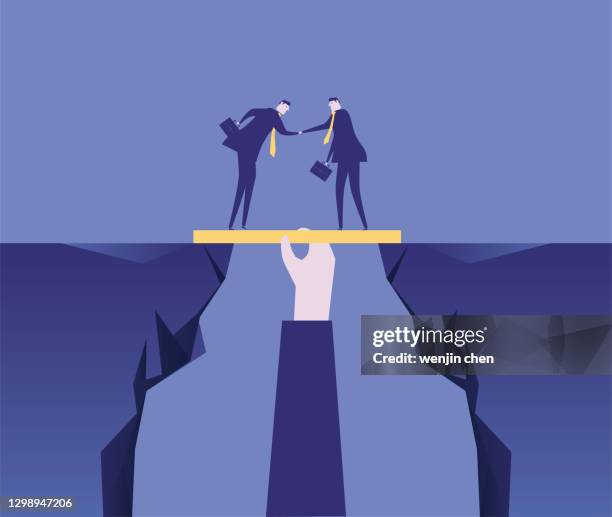 achieve commercial cooperation with help - handshake concept stock illustrations