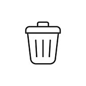 Garbage Bin Line Vector Icon. Editable Stroke. Pixel Perfect. For Mobile and Web.