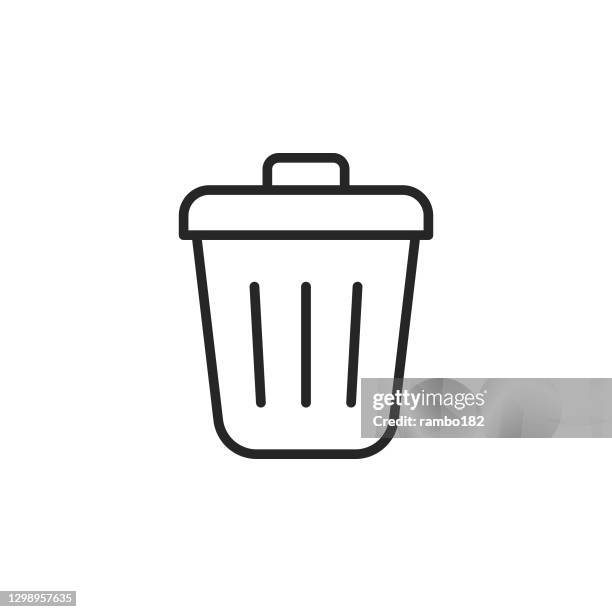 garbage bin line vector icon. editable stroke. pixel perfect. for mobile and web. - strip stock illustrations