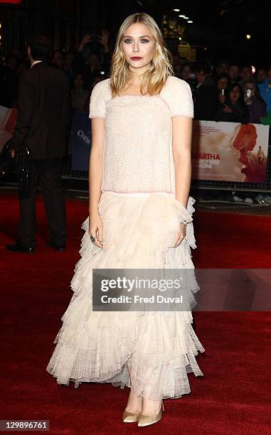 Elizabeth Olsen attends the screening of 'Martha Marcy May Marlene' at The 55th BFI London Film Festival at Vue West End on October 21, 2011 in...