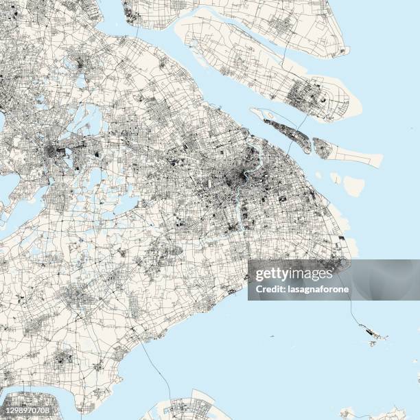 greater shanghai, china vector map - yu yuan gardens stock illustrations