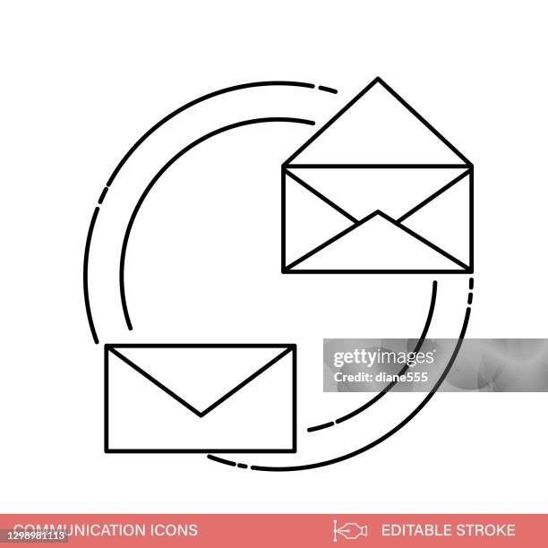 email - communication and contact thin line icon with editable strokes - white envelope stock illustrations