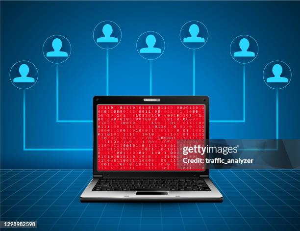 laptop - blue binary code background stock illustrations