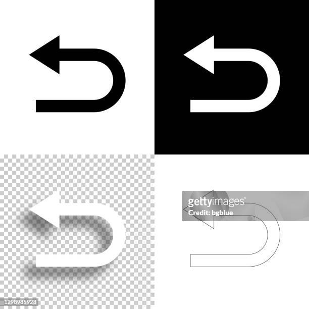 u-turn direction arrow. icon for design. blank, white and black backgrounds - line icon - former stock illustrations