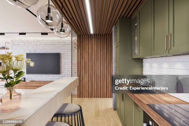 classic style kitchen interior - kitchen ceiling lights stock pictures, royalty-free photos & images