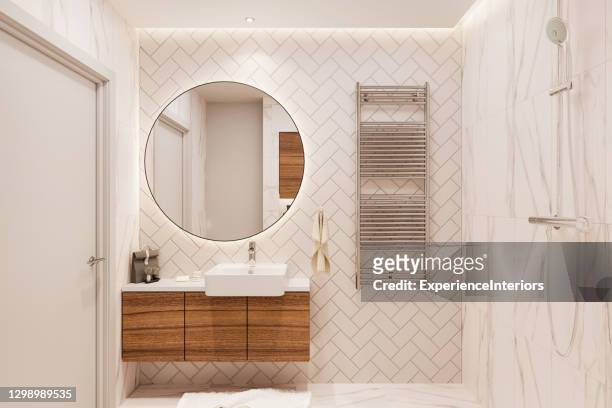 modern bathroom interior - domestic bathroom stock pictures, royalty-free photos & images