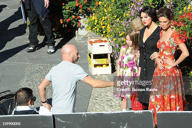Domenico Dolce, Monica Bellucci and Bianca Balti sighting on the set of a Dolce & Gabbana commercial on October 21, 2011 in Portofino, Italy.