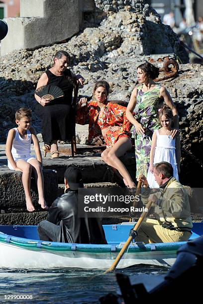 Monica Bellucci and Bianca Balti sighting on the set of a Dolce & Gabbana commercial on October 21, 2011 in Portofino, Italy.