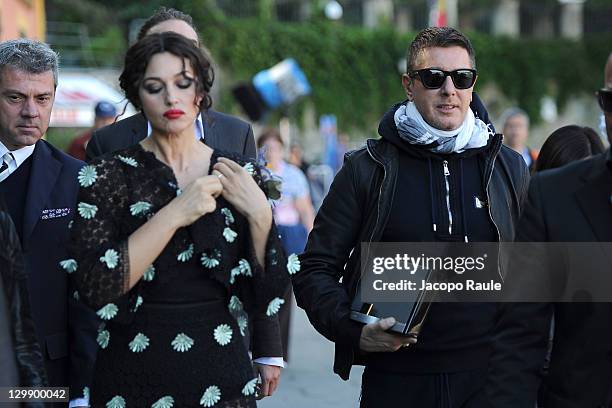 Monica Bellucci and Stefano Gabbana sighting on the set of a Dolce & Gabbana commercial on October 21, 2011 in Portofino, Italy.