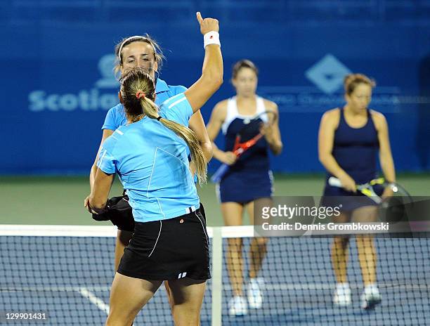 Florencia Molinero and Maria Irigoyen of Argentina celebrate after winning the gold medal against Christina McHale and Irina Falconi of the United...