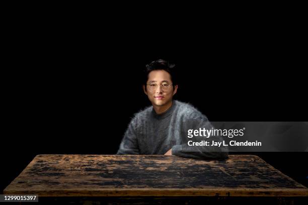 Actor Steven Yeun is photographed for Los Angeles Times on November 11, 2020 in Pasadena, California. PUBLISHED IMAGE. CREDIT MUST READ: Jay L....