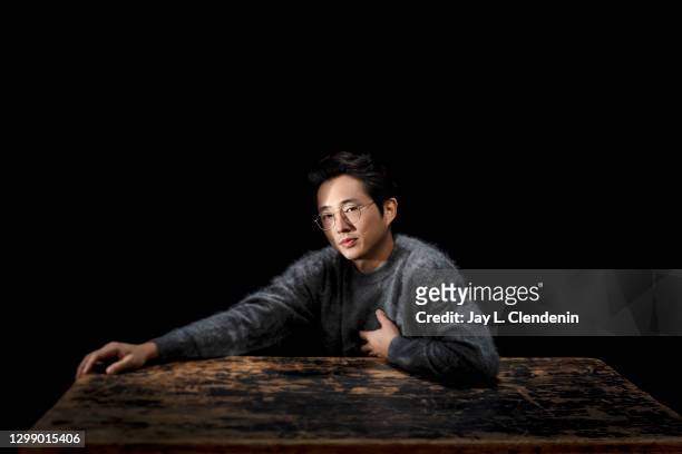 Actor Steven Yeun is photographed for Los Angeles Times on November 11, 2020 in Pasadena, California. PUBLISHED IMAGE. CREDIT MUST READ: Jay L....
