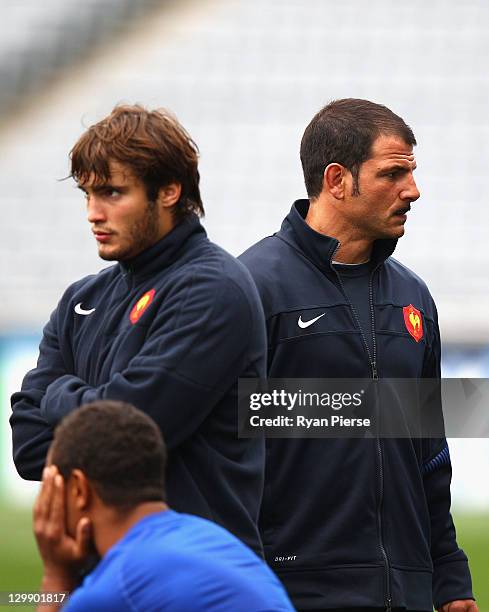 Marc Lievremont, coach of France, looks on during the France Captain's Run at Eden Park on October 22, 2011 in Auckland, New Zealand.