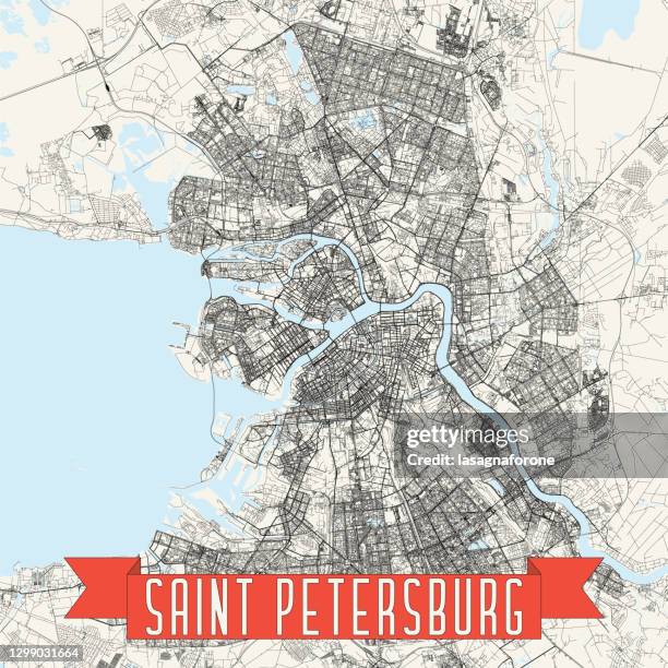 saint petersburg, russia vector map - catherine palace st petersburg stock illustrations