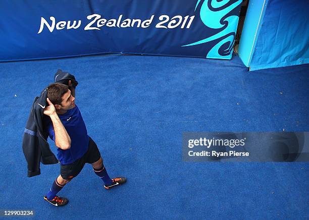 Dimitri Yachvili of France leaves the pitch during the France Captain's Run at Eden Park on October 22, 2011 in Auckland, New Zealand.