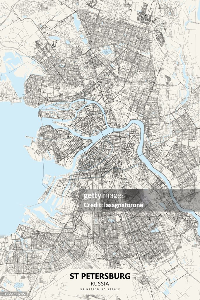 Saint Petersburg, Russia Vector Map