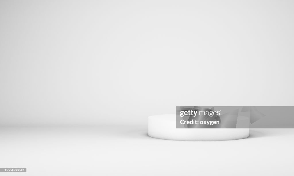 Abstract 3D Rendering Cylinder Podium Background. Minimalism White Still Life Stylete