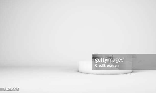 abstract 3d rendering cylinder podium background.  minimalism white still life stylete - studio shot stock pictures, royalty-free photos & images