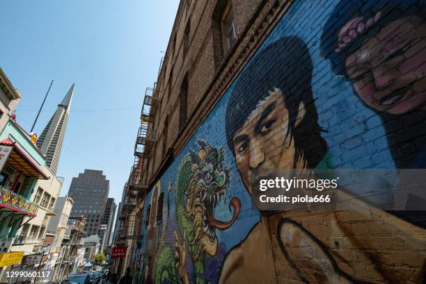 city life of san francisco, california: chinatown - bruce lee stock pictures, royalty-free photos & images