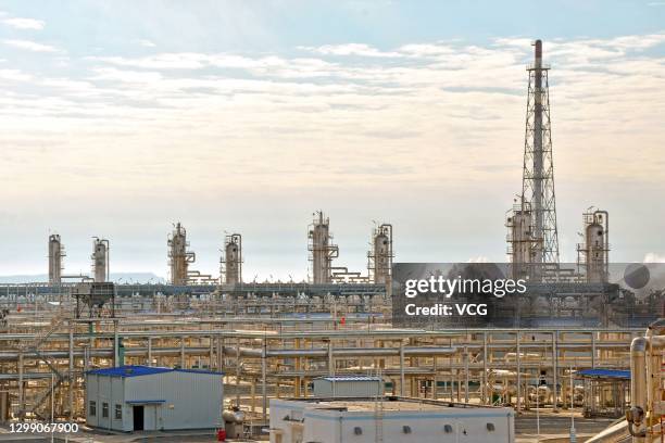 View of the No.1 Gas Processing Plant operated by China National Petroleum Corporation at Bagtyyarlyk contractual PSA territory on December 5, 2020...