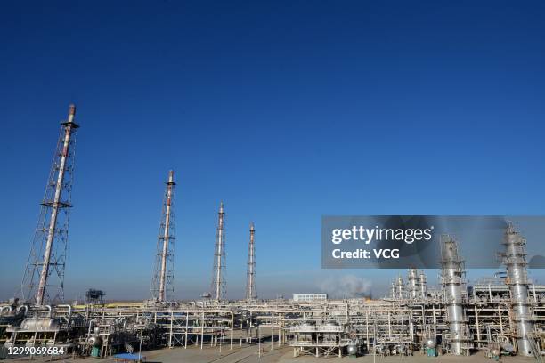 View of the No.1 Gas Processing Plant operated by China National Petroleum Corporation at Bagtyyarlyk contractual PSA territory on December 5, 2020...