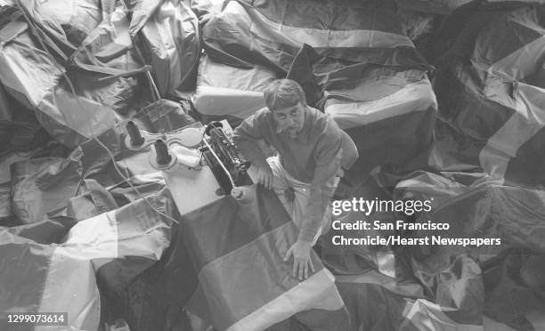 Gilbert Baker, artist who designed the Rainbow Flag, making 500 new flags for an installation on Market St.;;;Gay Rights Project